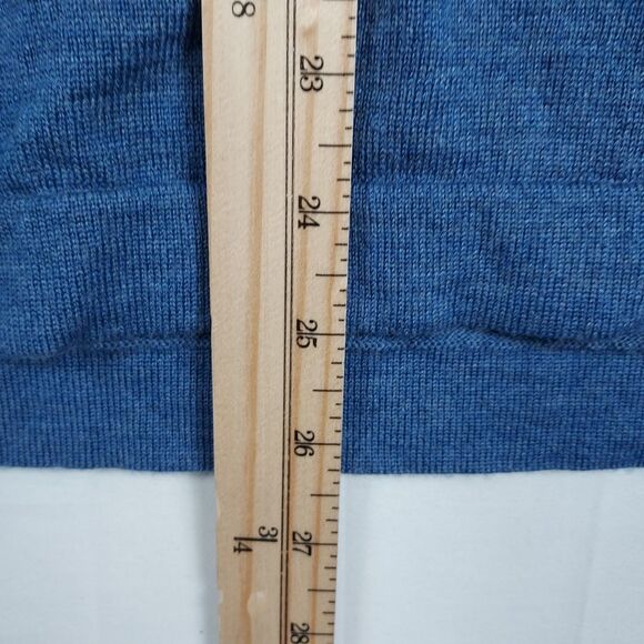 Jos A Bank Traveler Pullover Sweater L Blue 100% Merino Wool Quarter Zip - Picture 6 of 10